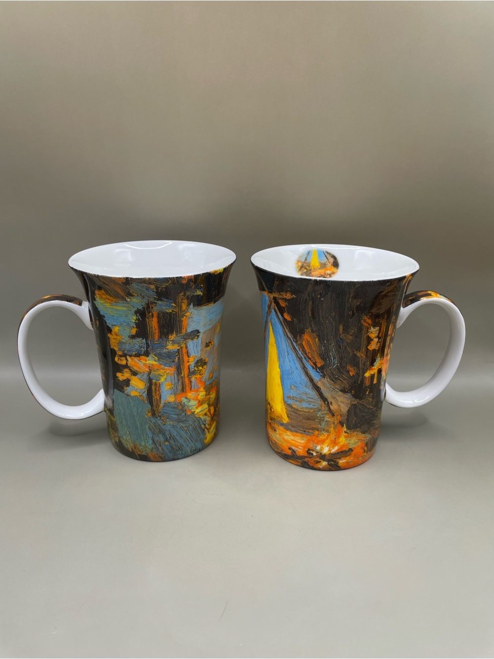 McIntosh Tom Thomson Campfire Tea Coffee Cup Mug Fine Bone China Set Of 2